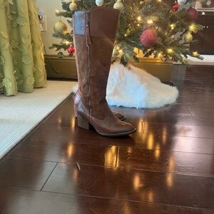 Born Brown Heeled Boots leather and suede size 7M
